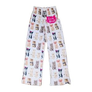 NEW Brief Insanity‎ Lounge Pants Cat Print "Check Meowt" Pajama Bottoms Small
